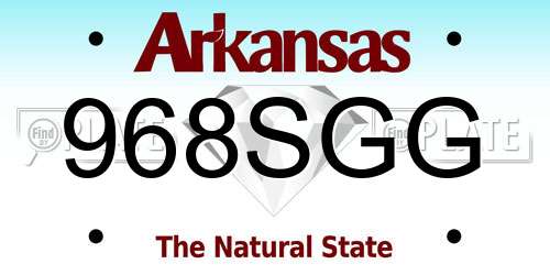 968SGG Arkansas License Plate