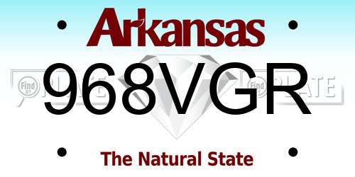 968VGR Arkansas License Plate