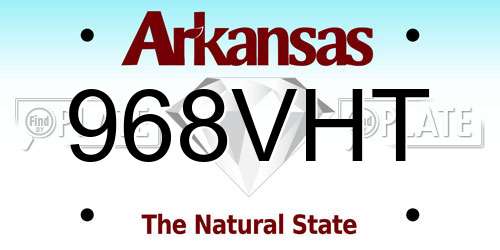 968VHT Arkansas License Plate