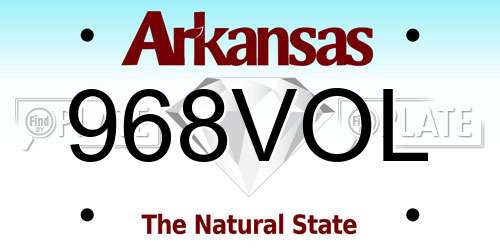 968VOL Arkansas License Plate