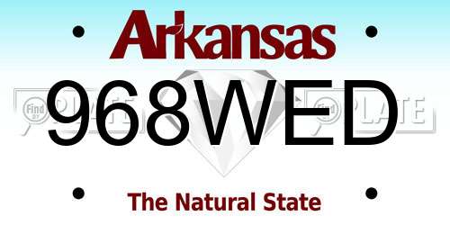 968WED Arkansas License Plate