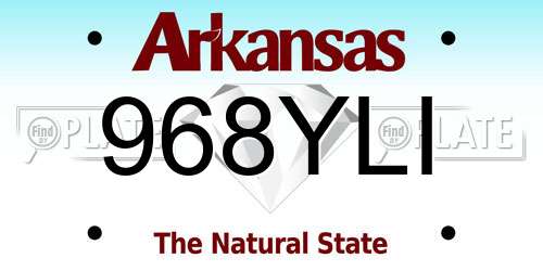 968YLI Arkansas License Plate