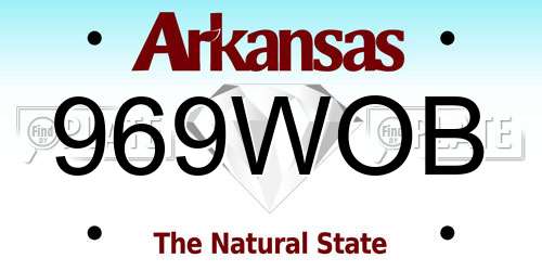 969WOB Arkansas License Plate