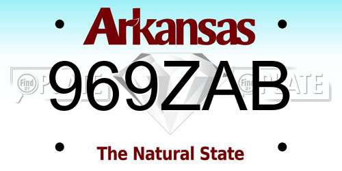 969ZAB Arkansas License Plate