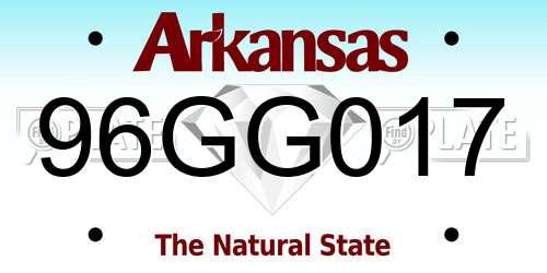 96GG017 Arkansas License Plate