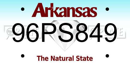 96PS849 Arkansas License Plate