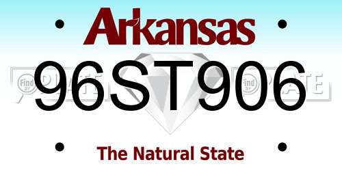 96ST906 Arkansas License Plate