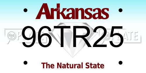 96TR25 Arkansas License Plate