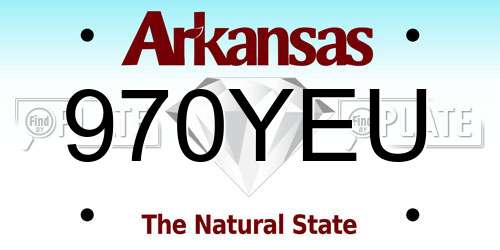 970YEU Arkansas License Plate