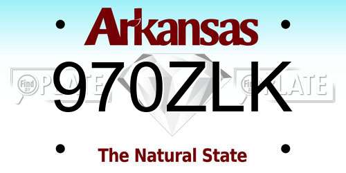 970ZLK Arkansas License Plate