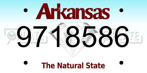 9718586 Arkansas License Plate