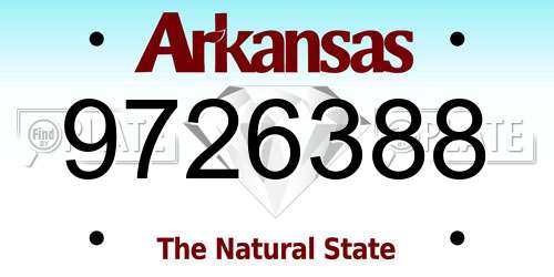 9726388 Arkansas License Plate