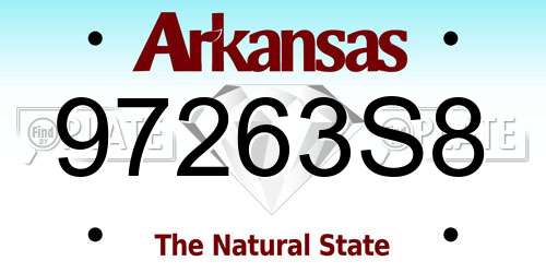 97263S8 Arkansas License Plate