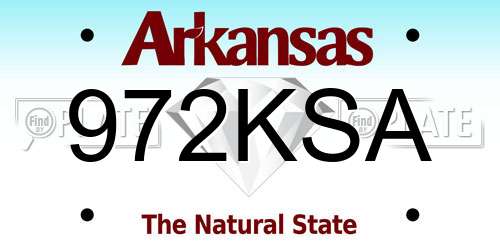 972KSA Arkansas License Plate