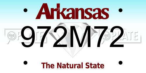 972M72 Arkansas License Plate