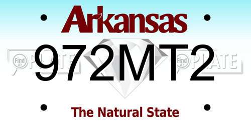 972MT2 Arkansas License Plate