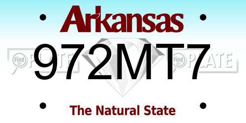 972MT7 Arkansas License Plate