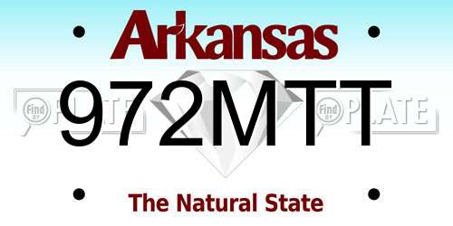 972MTT Arkansas License Plate