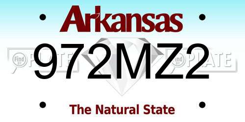 972MZ2 Arkansas License Plate