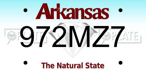 972MZ7 Arkansas License Plate