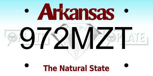 972MZT Arkansas License Plate