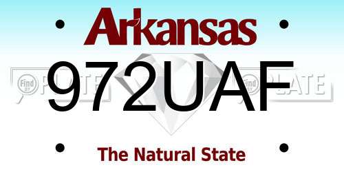 972UAF Arkansas License Plate