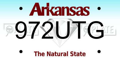 972UTG Arkansas License Plate