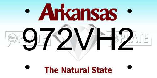 972VH2 Arkansas License Plate