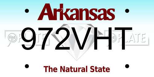 972VHT Arkansas License Plate