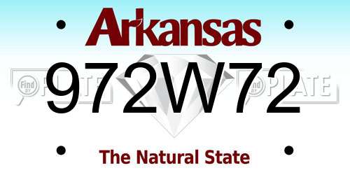 972W72 Arkansas License Plate