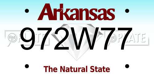 972W77 Arkansas License Plate