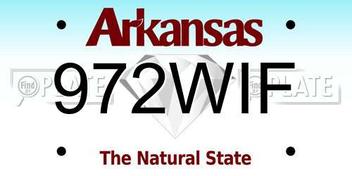 972WIF Arkansas License Plate