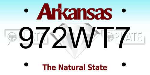 972WT7 Arkansas License Plate