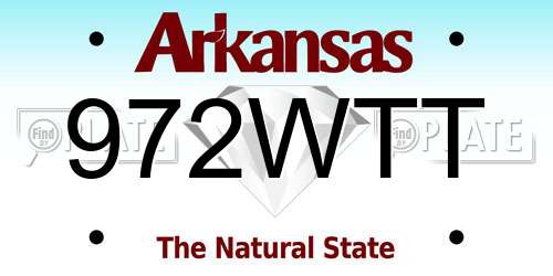 972WTT Arkansas License Plate
