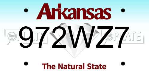 972WZ7 Arkansas License Plate