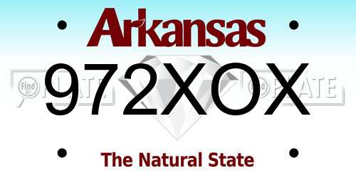 972XOX Arkansas License Plate