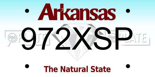 972XSP Arkansas License Plate