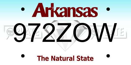 972ZOW Arkansas License Plate