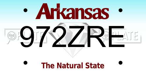 972ZRE Arkansas License Plate