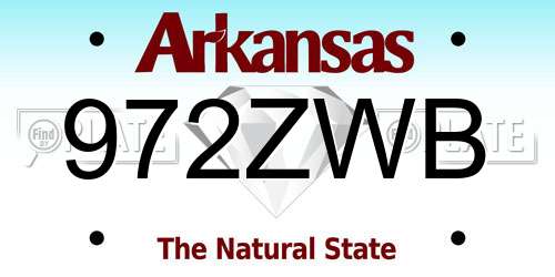972ZWB Arkansas License Plate