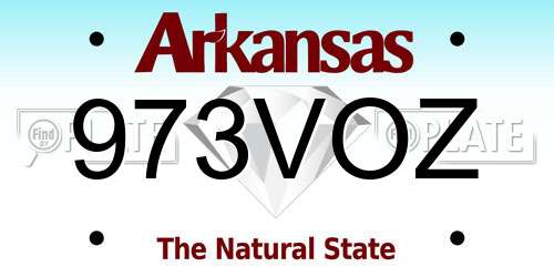 973VOZ Arkansas License Plate