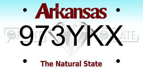 973YKX Arkansas License Plate