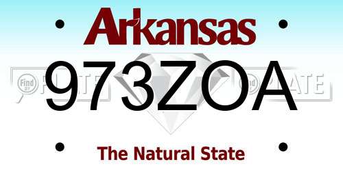 973ZOA Arkansas License Plate