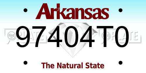 97404T0 Arkansas License Plate