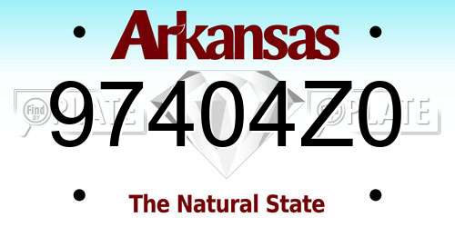 97404Z0 Arkansas License Plate