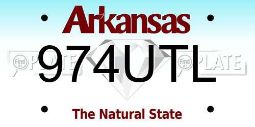 974UTL Arkansas License Plate