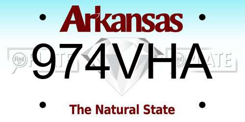 974VHA Arkansas License Plate