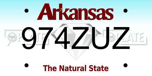 974ZUZ Arkansas License Plate