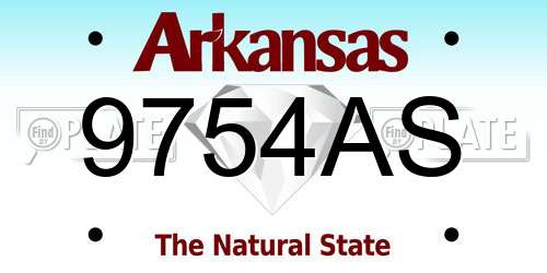 9754AS Arkansas License Plate