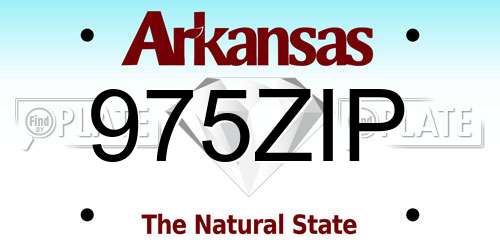 975ZIP Arkansas License Plate